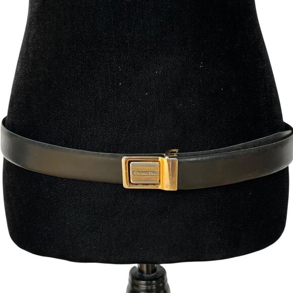 Vintage Christian Dior Leather Belt Black Brown Reversible Men's Size 36 - Picture 4 of 11